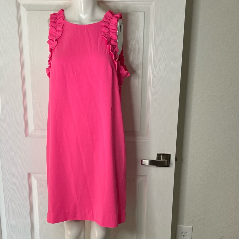 NWT Lilly Pulitzer Kailee Ruffle Shift Tank Midi Dress Roxie Pink - Picture 1 of 6